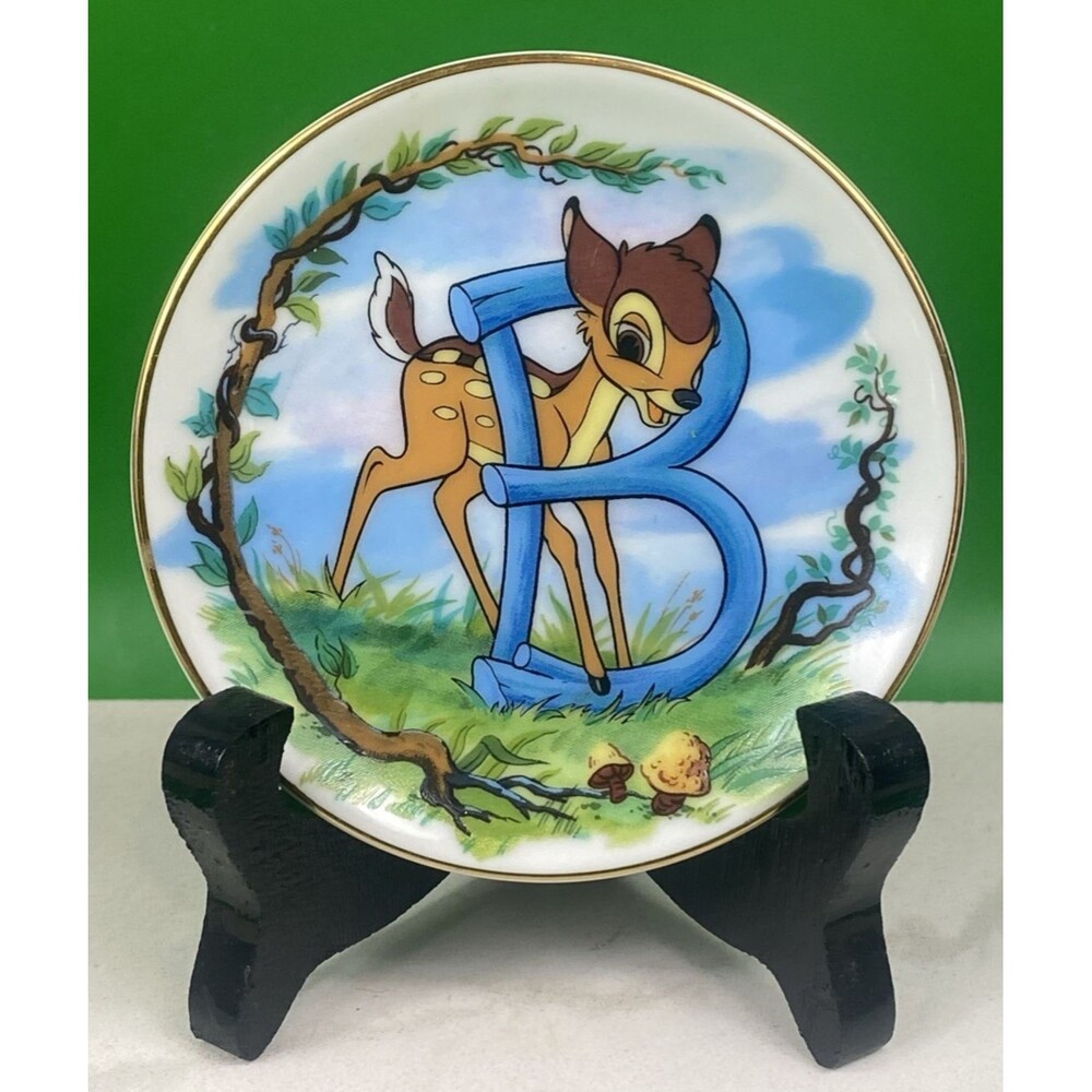 Walt Disney Collection Alphabet Letter B Mini Plate Porcelain Bambi Deer Animal